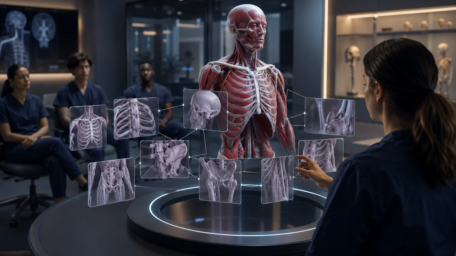Workflow visual for MeduTechs VR Anatomy App and debrief snapshots.